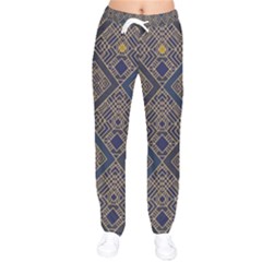 Pattern Seamless Antique Luxury Women Velvet Drawstring Pants