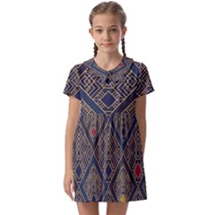 Pattern Seamless Antique Luxury Kids  Asymmetric Collar Dress