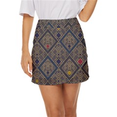 Pattern Seamless Antique Luxury Mini Front Wrap Skirt