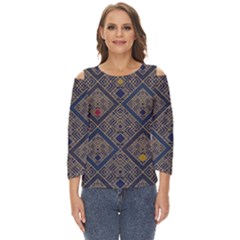 Pattern Seamless Antique Luxury Cut Out Wide Sleeve Top