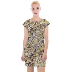 Marble Texture Pattern Seamless Cap Sleeve Bodycon Dress