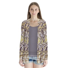 Marble Texture Pattern Seamless Drape Collar Cardigan