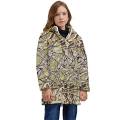 Marble Texture Pattern Seamless Kids  Hooded Longline Puffer Jacket by Maspions