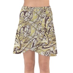 Marble Texture Pattern Seamless Wrap Front Skirt