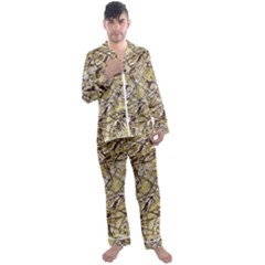 Marble Texture Pattern Seamless Men s Long Sleeve Satin Pajamas Set by Maspions