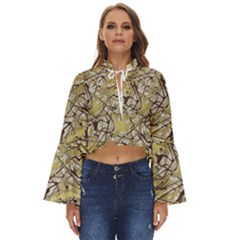 Marble Texture Pattern Seamless Boho Long Bell Sleeve Top