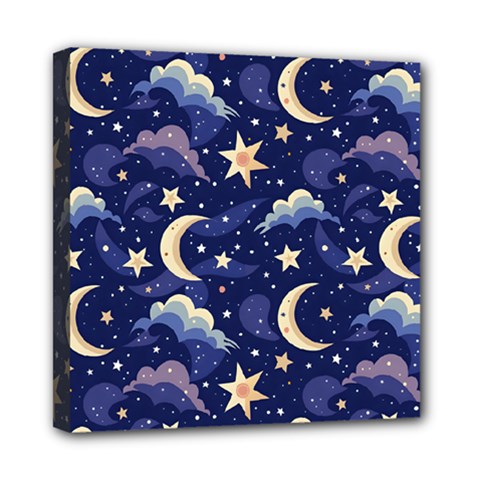 Night Moon Seamless Mini Canvas 8  X 8  (stretched)