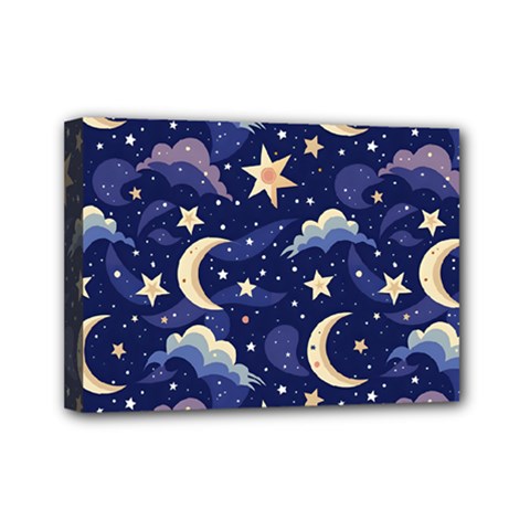 Night Moon Seamless Mini Canvas 7  X 5  (stretched)