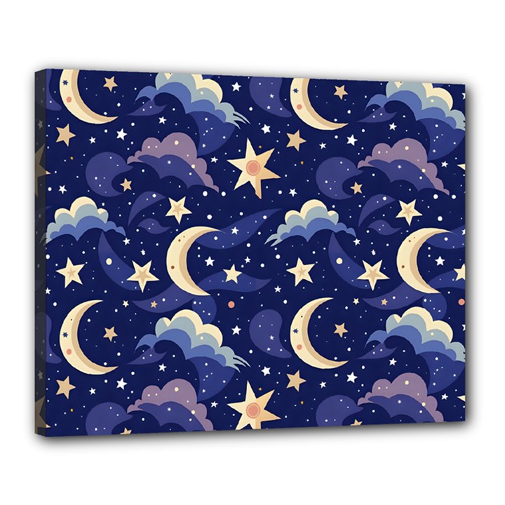 Night Moon Seamless Canvas 20  x 16  (Stretched)