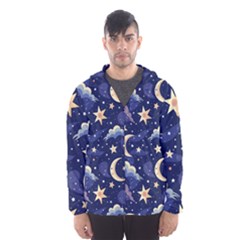 Night Moon Seamless Men s Hooded Windbreaker