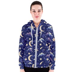 Night Moon Seamless Women s Zipper Hoodie