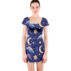 Night Moon Seamless Short Sleeve Bodycon Dress