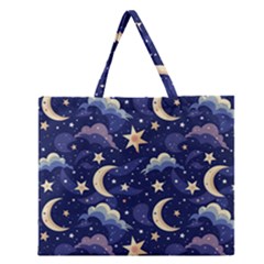 Night Moon Seamless Zipper Large Tote Bag