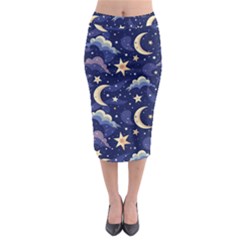 Night Moon Seamless Midi Pencil Skirt