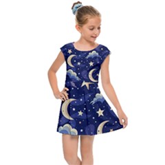 Night Moon Seamless Kids  Cap Sleeve Dress