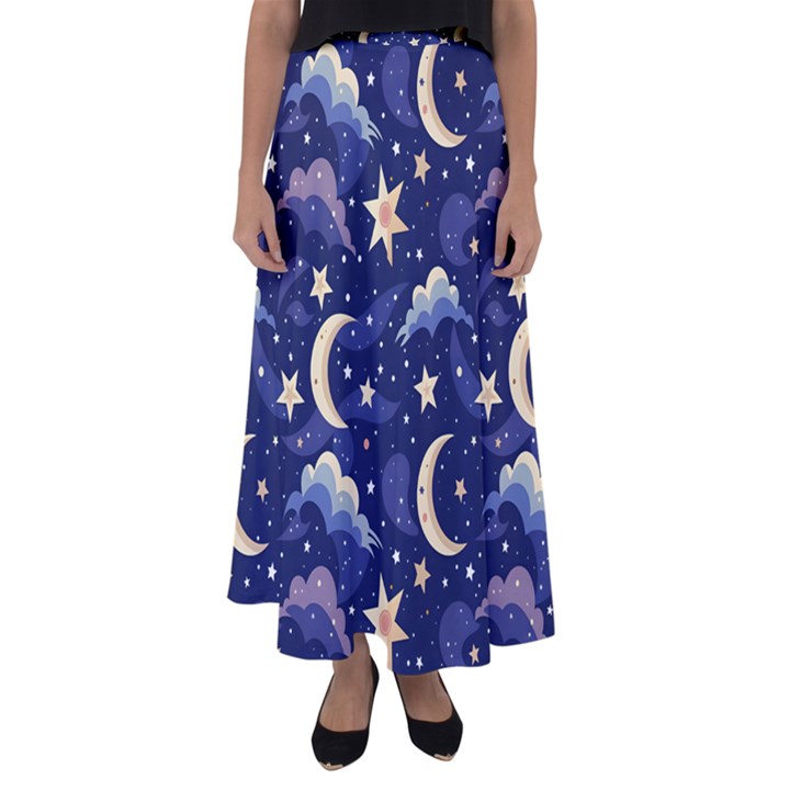 Night Moon Seamless Flared Maxi Skirt