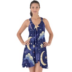 Night Moon Seamless Show Some Back Chiffon Dress