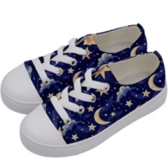 Night Moon Seamless Kids  Low Top Canvas Sneakers