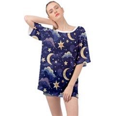 Night Moon Seamless Oversized Chiffon Top