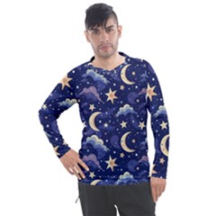 Night Moon Seamless Men s Pique Long Sleeve T-shirt