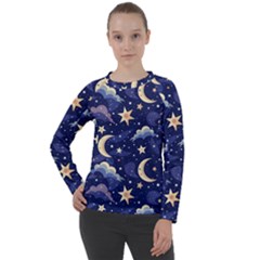 Night Moon Seamless Women s Long Sleeve Raglan T-shirt