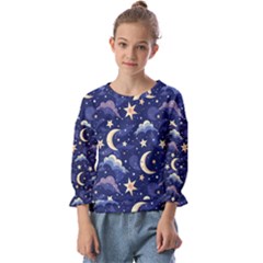 Night Moon Seamless Kids  Cuff Sleeve Top