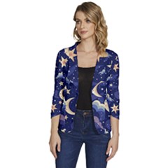 Night Moon Seamless Women s One-button 3/4 Sleeve Short Jacket