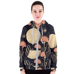 Flowers Space Women s Zipper Hoodie