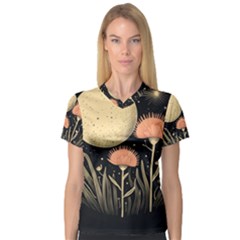 Flowers Space V-neck Sport Mesh T-shirt