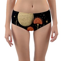 Flowers Space Reversible Mid-waist Bikini Bottoms