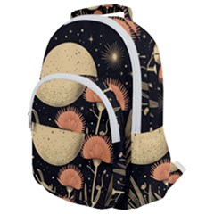 Flowers Space Rounded Multi Pocket Backpack