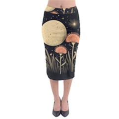 Flowers Space Midi Pencil Skirt