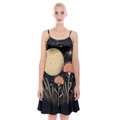 Flowers Space Spaghetti Strap Velvet Dress