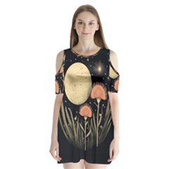 Flowers Space Shoulder Cutout Velvet One Piece