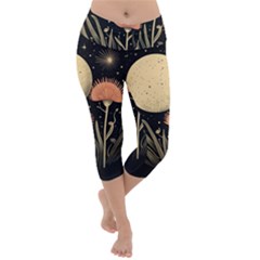 Flowers Space Lightweight Velour Capri Yoga Leggings