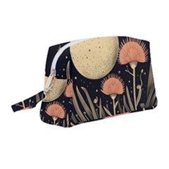 Flowers Space Wristlet Pouch Bag (medium)