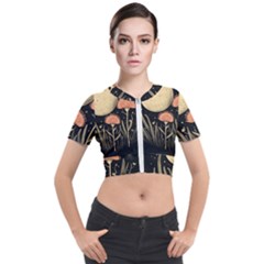 Flowers Space Short Sleeve Cropped Jacket