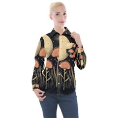 Flowers Space Women s Long Sleeve Pocket Shirt