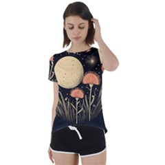 Flowers Space Short Sleeve Open Back T-shirt