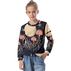 Flowers Space Kids  Long Sleeve T-shirt With Frill 