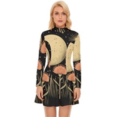 Flowers Space Long Sleeve Velour Longline Dress