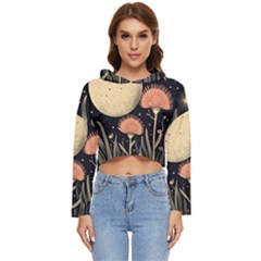 Flowers Space Women s Lightweight Cropped Hoodie