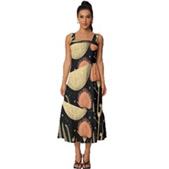 Flowers Space Square Neckline Tiered Midi Dress by Maspions