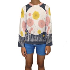 Space Flowers Universe Galaxy Kids  Long Sleeve Swimwear