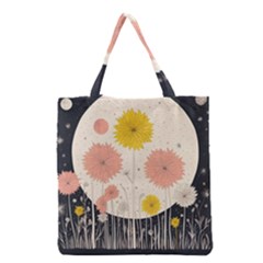 Space Flowers Universe Galaxy Grocery Tote Bag by Maspions