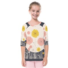 Space Flowers Universe Galaxy Kids  Quarter Sleeve Raglan T-shirt