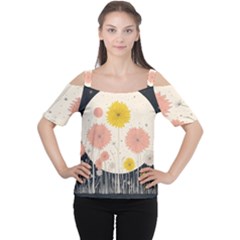 Space Flowers Universe Galaxy Cutout Shoulder T-shirt