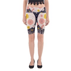 Space Flowers Universe Galaxy Yoga Cropped Leggings