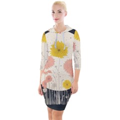 Space Flowers Universe Galaxy Quarter Sleeve Hood Bodycon Dress