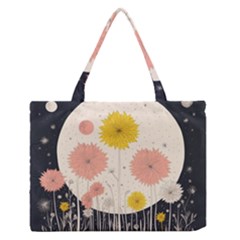 Space Flowers Universe Galaxy Zipper Medium Tote Bag